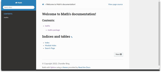 landing page of the Sphinx Documentation